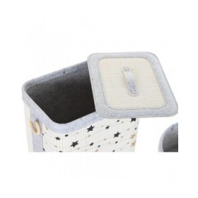 Set di Cesti DKD Home Decor Bianco Nero Grigio Dorato Bambù Stelle 41 x 31 x 42 cm (4 Pezzi) (2 Unità)