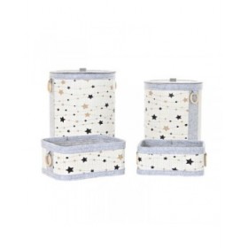 Cestino Multiuso DKD Home Decor Bambù Stelle 36 x 36 x 50 cm