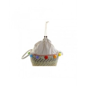Set di Cestini DKD Home Decor Poliestere Pompon (57 x 45 x 42,5 cm)
