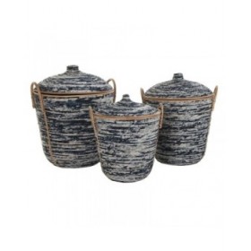 Set di Cestini DKD Home Decor Rattan Boho (51 x 51 x 65 cm)
