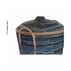 Set di Cestini DKD Home Decor Azzurro Nero (3 Pezzi)