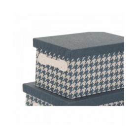 Set di Scatole per Sistemare Impilabili DKD Home Decor Grigio Azzurro Giallo 40 x 30 x 20 cm