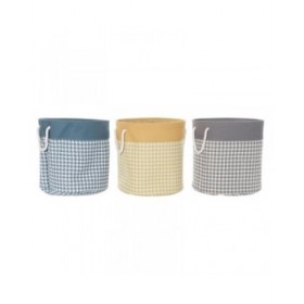 Cesto per i Panni Sporchi DKD Home Decor Piede di Crow Grigio Azzurro Giallo 45 x 45 x 45 cm (3 Unità)