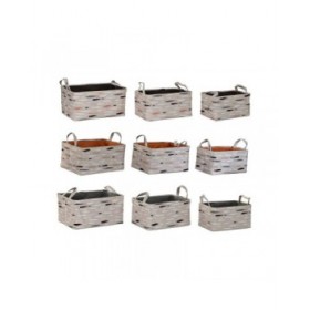 Set di Cestini DKD Home Decor Marrone Grigio Arancio 40 x 30 x 20 cm (3 Unità)