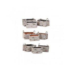 Set di Cestini DKD Home Decor Marrone Grigio Arancio 40 x 30 x 20 cm (3 Unità)
