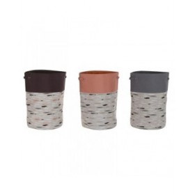 Cesto per i Panni Sporchi DKD Home Decor Grigio Arancio 40 x 40 x 60 cm (3 Unità)