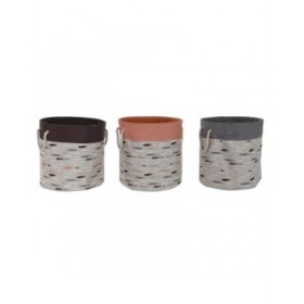 Cesto per i Panni Sporchi DKD Home Decor Grigio Arancio 45 x 45 x 45 cm (3 Unità)
