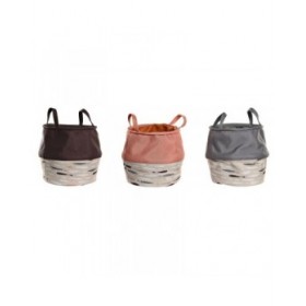 Cesto per i Panni Sporchi DKD Home Decor Grigio Arancio 28 x 28 x 30 cm (3 Unità)