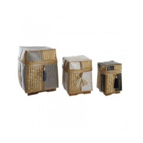 Set di Cestini DKD Home Decor Naturale 33 x 33 x 40 cm Bambù 32 x 32 x 40 cm Boho