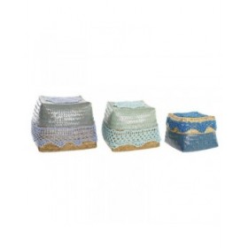 Set di Cestini DKD Home Decor Cotone Bambù (22 x 27 x 27 cm)