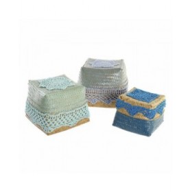 Set di Cestini DKD Home Decor Cotone Bambù (22 x 27 x 27 cm)
