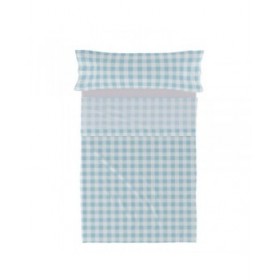Set di Lenzuola HappyFriday Basic Kids Vichy Azzurro Singolo 2 Pezzi