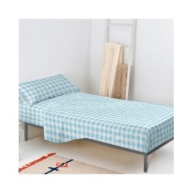 Set di Lenzuola HappyFriday Basic Kids Vichy Azzurro Singolo 2 Pezzi