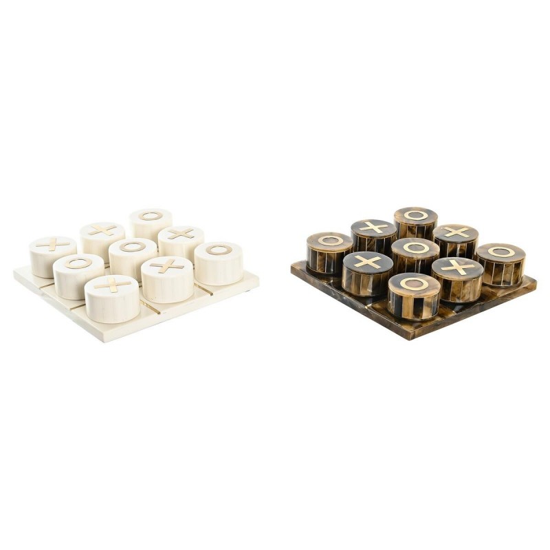 Statua Decorativa DKD Home Decor Gioco da Tavolo 20,5 x 20,5 x 5 cm Bianco Ambra Metallizzato Moderno