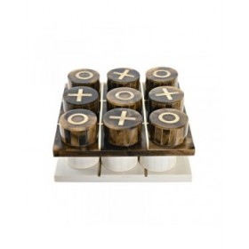 Statua Decorativa DKD Home Decor Gioco da Tavolo 20,5 x 20,5 x 5 cm Bianco Ambra Metallizzato Moderno