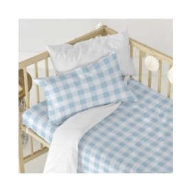Set di copripiumino HappyFriday Basic Kids Azzurro Culla Neonato Vichy 2 Pezzi
