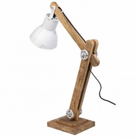 Flexo/Lampada da scrivania Alexandra House Living Bianco Metallo Ferro Legno di mango 22 x 79 x 17 cm