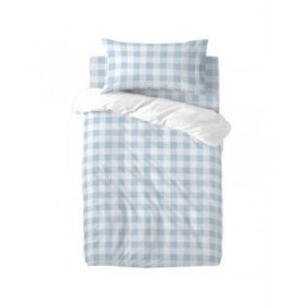 Set di copripiumino HappyFriday Basic Kids Azzurro Culla Neonato Vichy 2 Pezzi