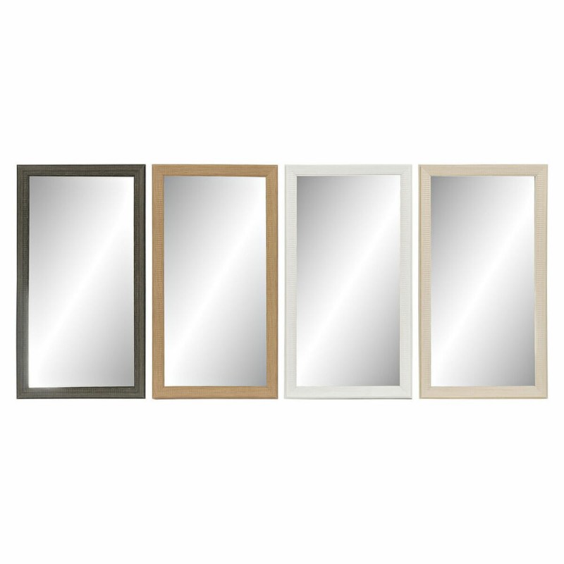 Specchio da parete DKD Home Decor Cristallo Naturale Marrone Bianco Grigio scuro PS 4 Unità (36 x 2 x 66 cm)