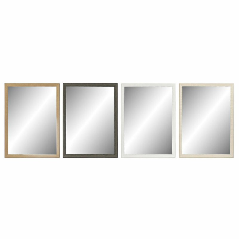 Specchio da parete DKD Home Decor Bianco Marrone Grigio Naturale 56 x 2 x 76 cm (4 Unità)