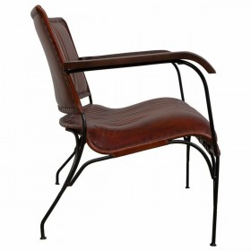 Panca Alexandra House Living Marrone Pelle Metallo Ferro 62 x 75 x 112 cm
