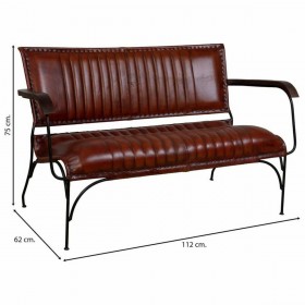 Panca Alexandra House Living Marrone Pelle Metallo Ferro 62 x 75 x 112 cm