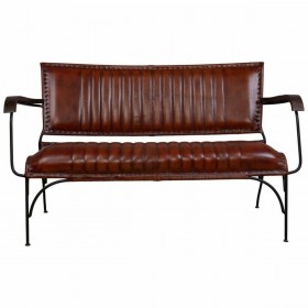 Panca Alexandra House Living Marrone Pelle Metallo Ferro 62 x 75 x 112 cm