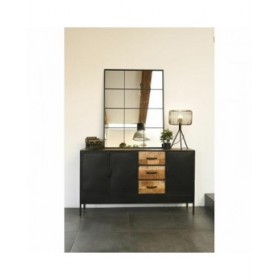 Specchio da parete DKD Home Decor Nero Cristallo Ferro Specchio Finestra 90 x 1 x 120 cm 90 x 1,8 x 120 cm