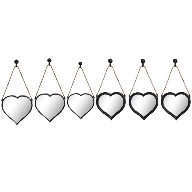 Set di Specchi DKD Home Decor Specchio Cuore Nero PP 2 Unità (27 x 3 x 27 cm)