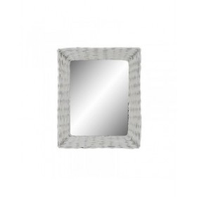 Specchio da parete DKD Home Decor Bianco Cottage Intrecciato 53,5 x 4 x 62,5 cm