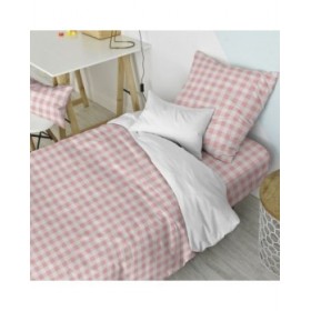 Set di copripiumino HappyFriday Basic Kids Rosa Singolo Vichy 2 Pezzi
