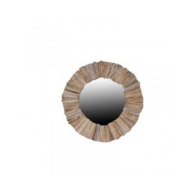 Specchio da parete DKD Home Decor Abete Cristallo 60 x 4 x 60 cm Bianco Alpino Tronchi