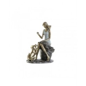 Statua Decorativa DKD Home Decor Azzurro Dorato Donna 13 x 8,5 x 17,5 cm
