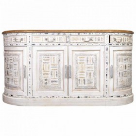 Credenza Alexandra House Living Bianco Marrone Ottone Legno di mango 45 x 177 x 91 cm