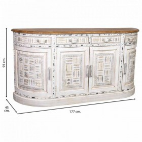 Credenza Alexandra House Living Bianco Marrone Ottone Legno di mango 45 x 177 x 91 cm