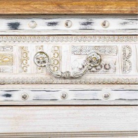 Credenza Alexandra House Living Bianco Marrone Ottone Legno di mango 45 x 177 x 91 cm
