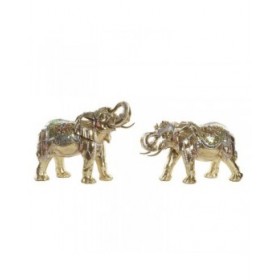Statua Decorativa DKD Home Decor Elefante Dorato Resina Multicolore (45,5 x 20 x 35 cm) (2 Unità)
