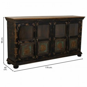 Credenza Alexandra House Living Grigio Legno Vetro 40 x 90 x 170 cm
