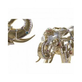 Statua Decorativa DKD Home Decor Elefante Dorato Resina Multicolore (45,5 x 20 x 35 cm) (2 Unità)