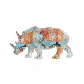 Statua Decorativa DKD Home Decor 34 x 12,5 x 16,5 cm Multicolore Rinoceronte Moderno