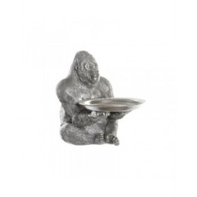 Statua Decorativa DKD Home Decor Argentato Coloniale Gorilla 38 x 55 x 52 cm