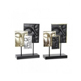Statua Decorativa DKD Home Decor Nero Dorato Buddha Orientale 22,5 x 8 x 30,7 cm (2 Unità)