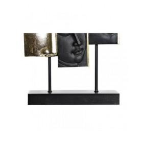 Statua Decorativa DKD Home Decor Nero Dorato Buddha Orientale 22,5 x 8 x 30,7 cm (2 Unità)