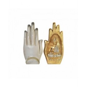Statua Decorativa DKD Home Decor Grigio Dorato Buddha Resina (10 x 7,2 x 20,9 cm) (2 Unità)