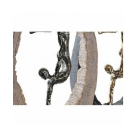 Statua Decorativa DKD Home Decor 24 x 8 x 36 cm Nero Dorato (2 Unità)