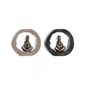 Statua Decorativa DKD Home Decor Nero Dorato Frate Orientale 20,8 x 6,5 x 18,5 cm (2 Unità)