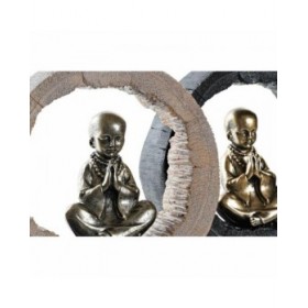 Statua Decorativa DKD Home Decor Nero Dorato Frate Orientale 20,8 x 6,5 x 18,5 cm (2 Unità)