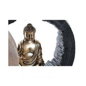 Statua Decorativa DKD Home Decor Nero Dorato Buddha Orientale 20,8 x 6 x 18,5 cm (2 Unità)