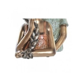 Statua Decorativa DKD Home Decor 19 x 15 x 28 cm Rosso Dorato Turchese Bambini (2 Unità)