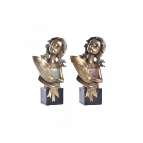 Statua Decorativa DKD Home Decor 21 x 13 x 36 cm Rosso Dorato Turchese (2 Unità)